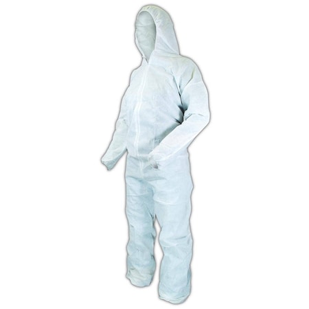 Magid Disposable Coveralls, Hooded, 4XL, SmsSMS, Serged Seam, White CVZ3-XXXXL